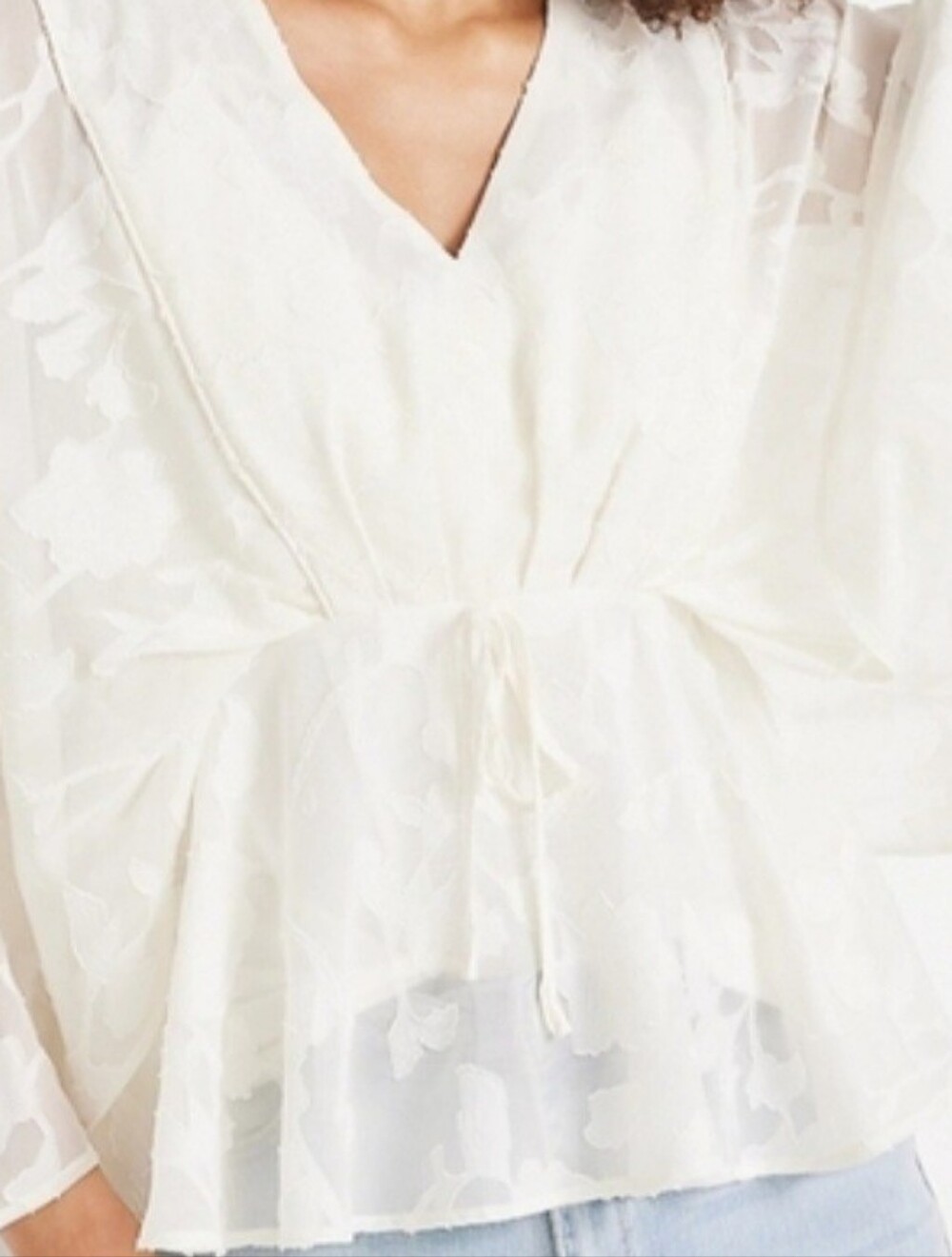 NWT Maurices White Flounce Sleeve Blouse - Picture 2 of 7